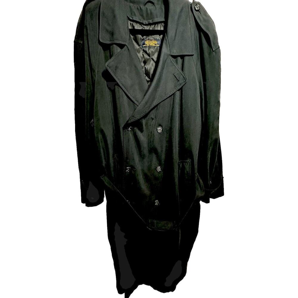 Brooks Brothers Men's Removable Wool Lining Twill Trench Overcoat‎ Black 44L USA